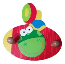 Comprar Perchero Infantil De Pared 2 Perchas Sapo Pepe - De Madera -