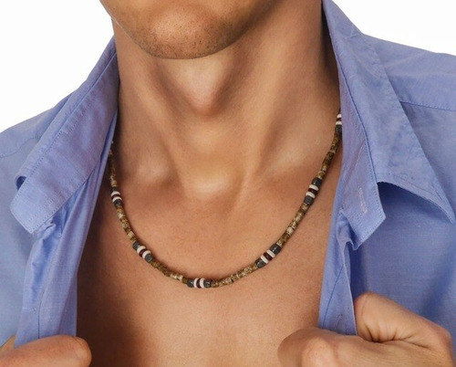 Collar De Perlas De Coco Natural Para Hombre, Perl A13
