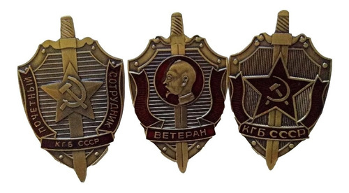 Colección 3 Piochas Insignias Kgb Policía Secreta Urss