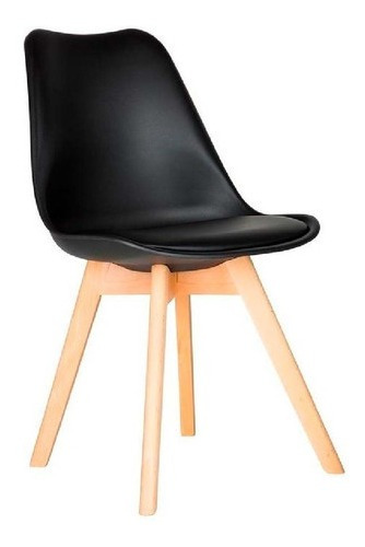 Sillas De Comedor Eames Tulip Modernas Madera Set De 4 Negro