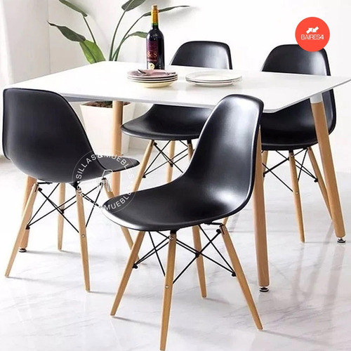 Juego De Comedor Mesa 120cm + 4 Sillas Eames | Contado