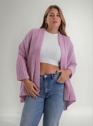 Cardigan Hilado Frisado Premium Mujer Talle Único Xl-xxl