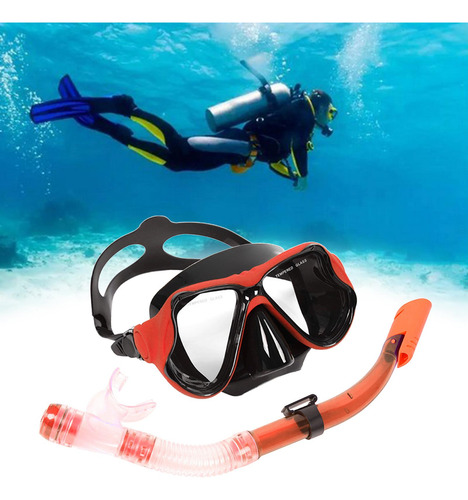 Conjunto De Máscara De Snorkel Seco Equipamento De Vermelho