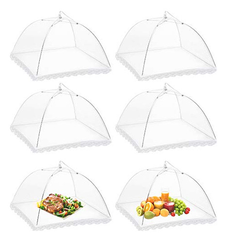 Onarway 6 Pack Food Covers 17 Inch Pop-up Mesh Plate Fy8gz