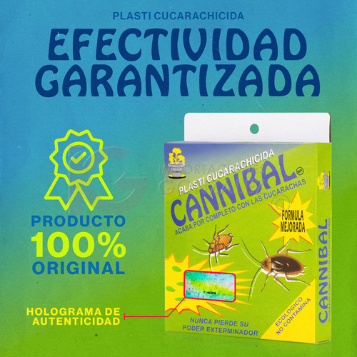 Kit 3 Mata Cucarachas Cannibal® Veneno Original Con Holograma De Autenticidad Exterminador Ecológico Con 3 Piezas De 80g. + Guante Y Aplicador