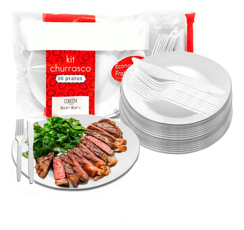 Pratos Descartáveis U4home Branco 30 Kits X 30 Unidades