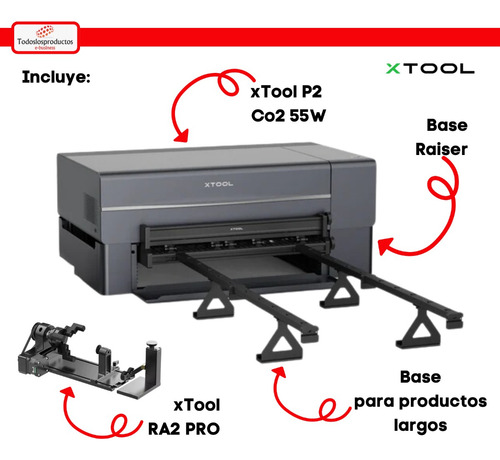 Grabadora Y Cortadora Láser Co2 55w Xtool P2 Paquete Premium