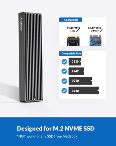 Cofre Ssd M.2 Pcie Nvme 10gbps Aluminio Usb-3 Y Usb-c Orico
