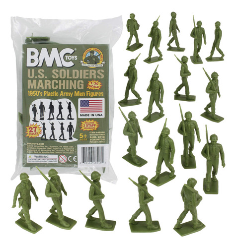 Bmc Marx Plasticmen Marching Us Soldiers - Verde 27 Figuras. Color Od Green