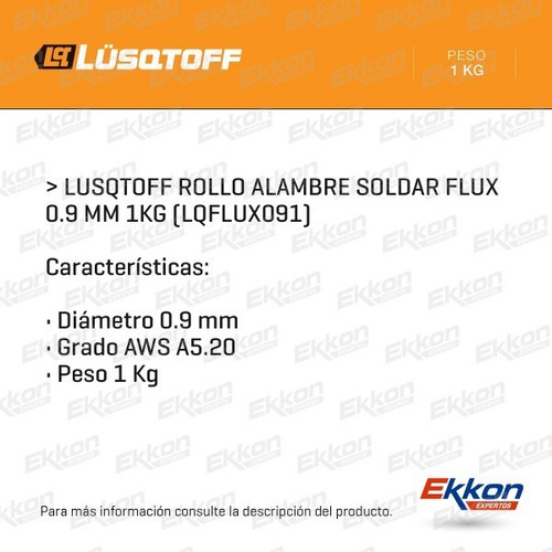 Imagen 2 de 8 de Rollo Alambre P/ Soldar Flux Tubular Mig Lusqtoff 0.9 Mm 1kg