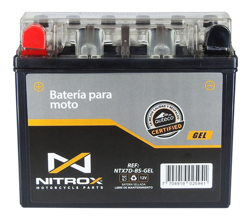 Batería Nitrox Gel  Moto Victory Mrx 125, Bomber 150