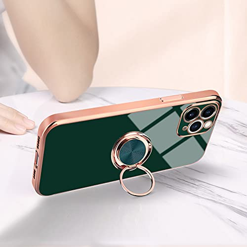 Funda Con Anillo Para iPhone 12 Pro Max Verde 6.7 PuLG Suave