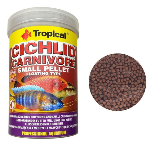 Ração Peixe Cichlid Carnivore Small Pellet 360g Tropical