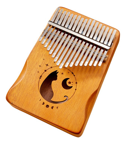 Kalimba 17 Teclas Luna Gato Preciosa+funda Caoba