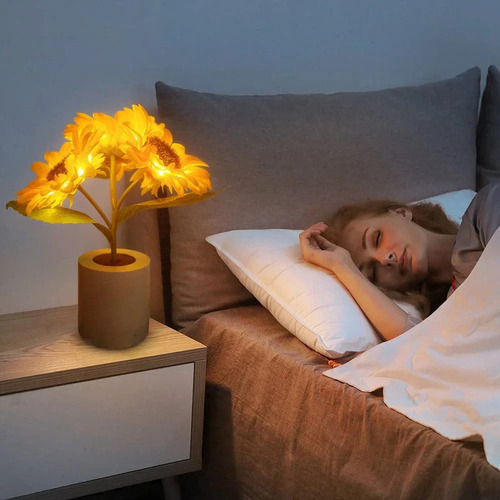 Y Girasol Recargable Led Simulación Habitación Luz De Noche