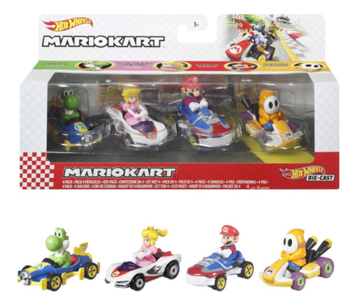 Hot Wheels Mario Kart Set De 4 Carros 1/64