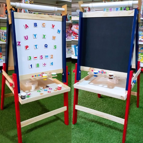 Imagen 4 de 4 de Pizarra Acrílica Imantada Y Tiza Con Rollo De Papel De Niños