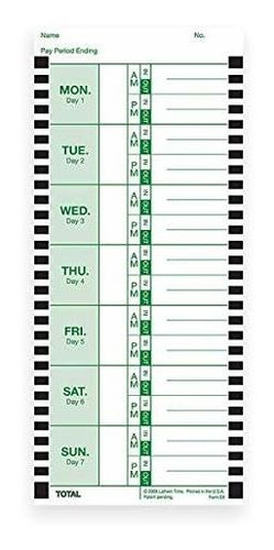 Tarjetas De Tiempo Térmicas Semanales Lathem