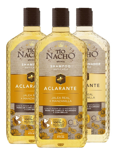 Pack Tío Nacho Aclarante  2 Shampoo+ 1 Acond. 415 C/u