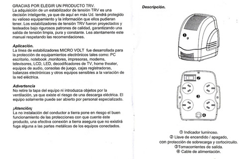 Estabilizador Tension Microvolt L 1200va Pico 4toma Trv Htec