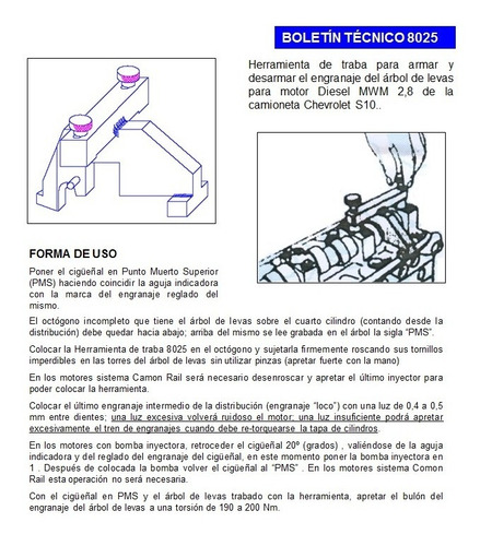 Imagen 2 de 9 de Herramienta P/trabar Arbol Levas Motor Diesel Mwm 2.8 S10