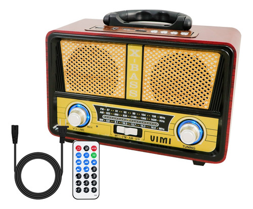 Bocina Retro Bluetooth Usb Radio Fm Portátil Vintage Aux Sd