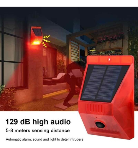 Imagen 3 de 6 de Luz Led Solar Con Detector De Movimiento Sirena Alarma Segu