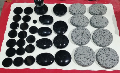 Kit De 36 Piedras Calientes Para Masaje De Piedra Obsidiana