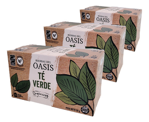 Té Verde Orgánico Hierbas Del Oasis Pack X 3 Cajas