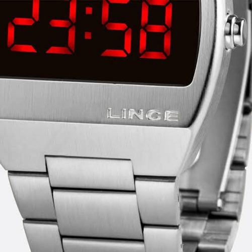 Relógio Lince Masculino Prateado Original Led Mdm4620l Vxsx