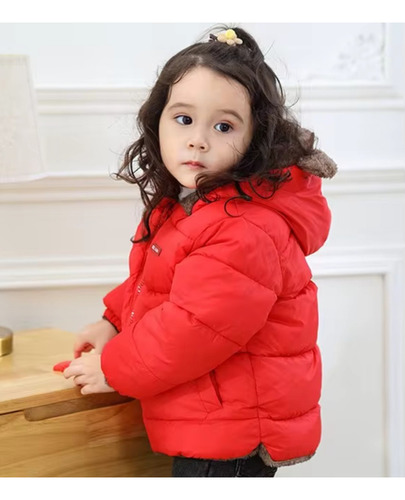 Chaquetas D Invierno Con Capucha Plumón De Felpa Niños Niña