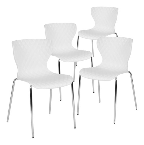 Flash Furniture Paquete De 4 Sillas Apilables De Plastico Bl