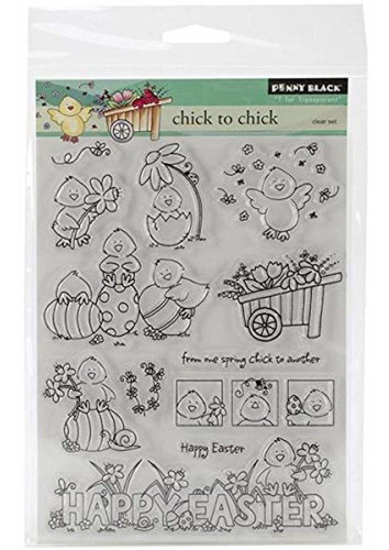 Penny Negro Decorativo Sello Goma Chick