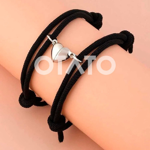 Imagen 2 de 10 de Pulsera Para Parejas Iman Dije Corazon Para Compartir