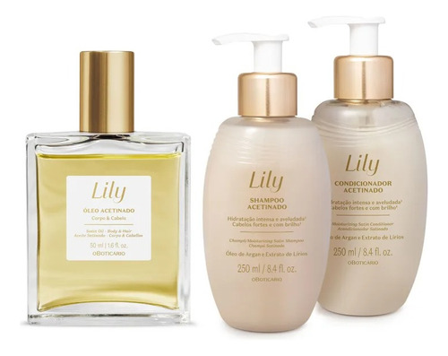 Kit Lily Shampoo + Condicionador + Óleo Corpo E Cabelo