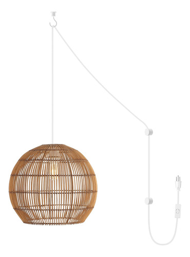 Lámpara Colgante Ratán Andromeda 48cm Ajustable Comedor Sala