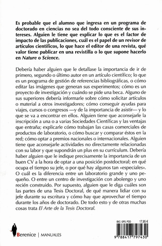 El arte de la tesis doctoral: Todo lo que necesita saber y nunca encontró en un mismo libro sobre cómo hacer una tesis doctoral, de Ramos Vivas, José. Manuales Editorial Berenice, tapa blanda en español, 2022