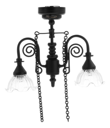 Lámpara Colgante En Miniatura Para Casa De Muñecas, Negro