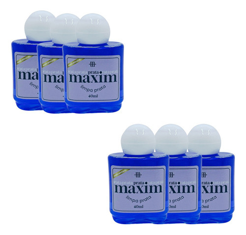 Kit 6 Limpa Prata Maxim Pequeno 40ml Polimento Original Azul