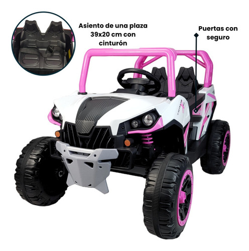 Montable Electrico Para Niños Coche A Control Remoto Luz 12v Color Rosa