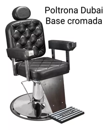 Cadeira Barbeiro Salão Reclinável Dubai Barber C/ Pé Cromado - R$ 2.959