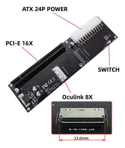 Adaptador Pci-express Oculink Sff-8612 8x A Pcie X16 Con Atx