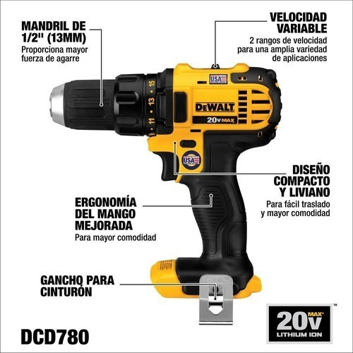 Furadeira Parafusadeira S/ Bateria 20v Dewalt Dcd780b