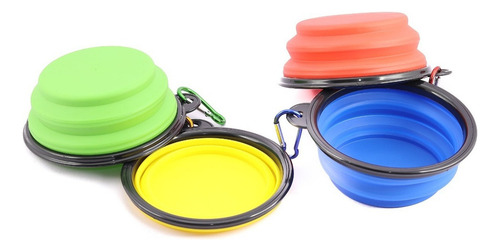 Plato Comedero Bebedero Plegable Portatil Perro O Gato 350ml Color Amarillo