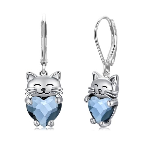 Pendientes De Gato De Plata Esterlina 925