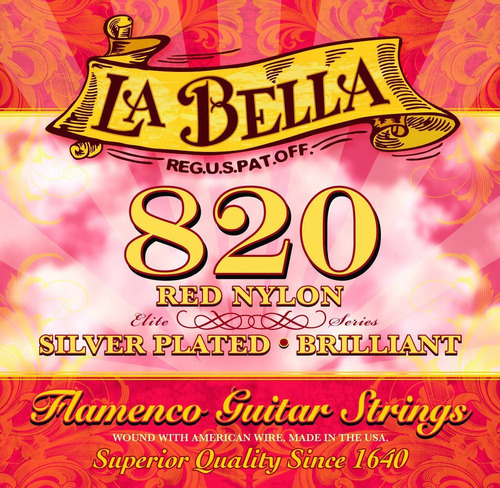La Bella 820 Cuerdas De Nylon Para Guitarra Clásica Roja
