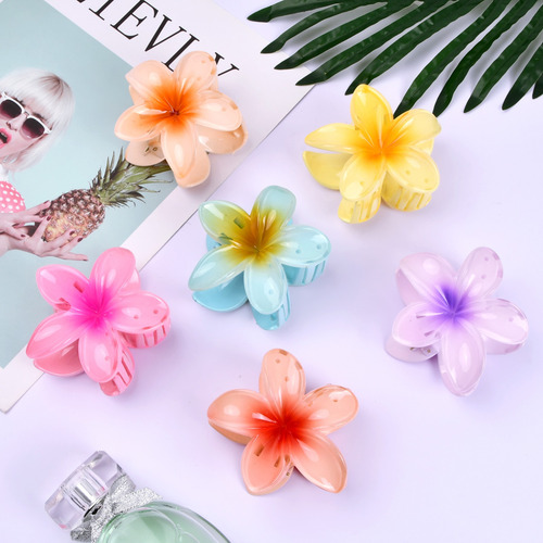6 Pzs Pinzas Para El Pelo De Flores Hawaianas Para Mujer