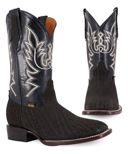 Bota Vaquera Piel Cuello De Toro Original Para Hombre