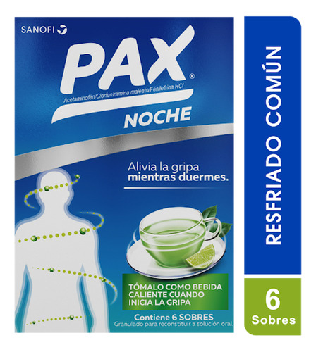 Acetaminofen + Clorfeniramina + Fenilefrina Pax Noche Limón 