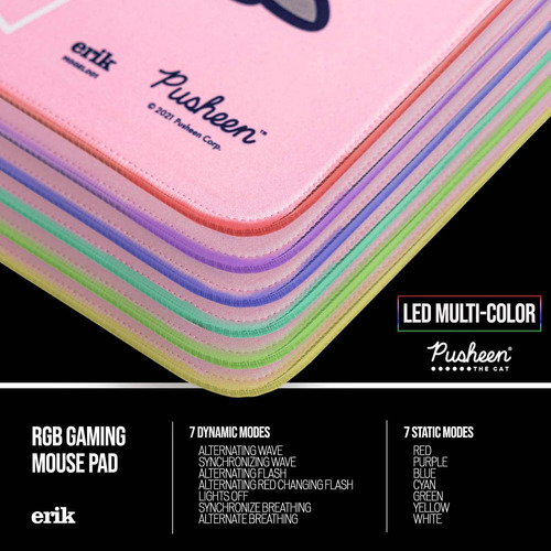 Alfombrilla Rgb Xxl Para Juegos Pusheen - Base Goma Antidesl